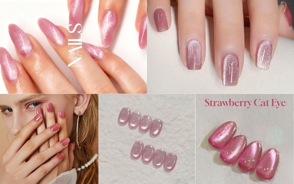 Gợi Ý 100+ Mẫu Nail Thạch Hồng Mắt Mèo Siêu Xinh, Bling Bling - 16