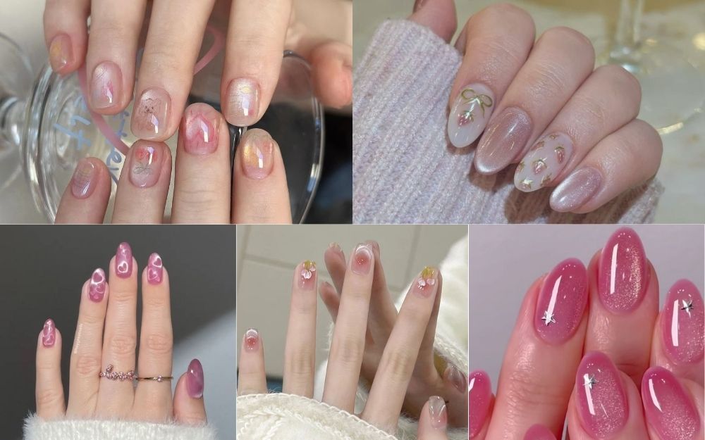 Gợi Ý 100+ Mẫu Nail Thạch Hồng Mắt Mèo Siêu Xinh, Bling Bling - 19