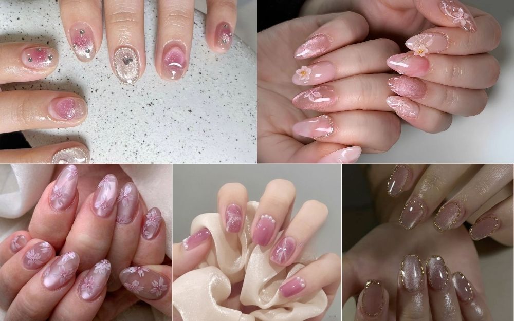 Gợi Ý 100+ Mẫu Nail Thạch Hồng Mắt Mèo Siêu Xinh, Bling Bling - 20