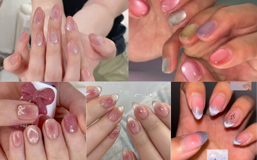 Gợi Ý 100+ Mẫu Nail Thạch Hồng Mắt Mèo Siêu Xinh, Bling Bling - 2