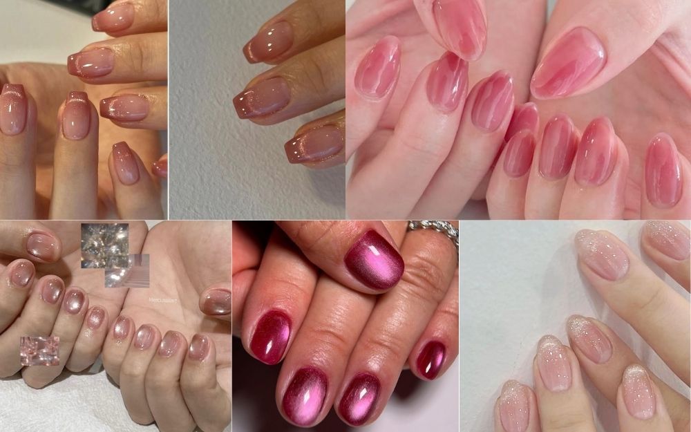 Gợi Ý 100+ Mẫu Nail Thạch Hồng Mắt Mèo Siêu Xinh, Bling Bling - 5