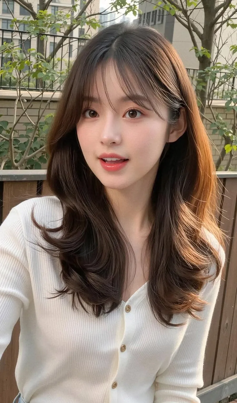 Tóc mái bay kết hợp mái thưa