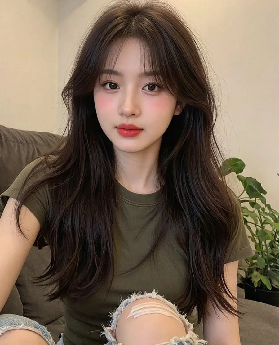 Tóc mái bay kết hợp mái thưa