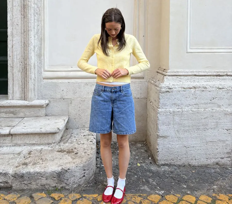 Quần lửng mix áo thun dài tay