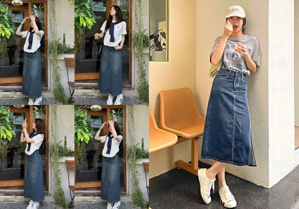 Chân Váy Jean Dài Phối Với Áo Gì Đẹp? 15+ Cách Mix Đồ Tôn Dáng - 1