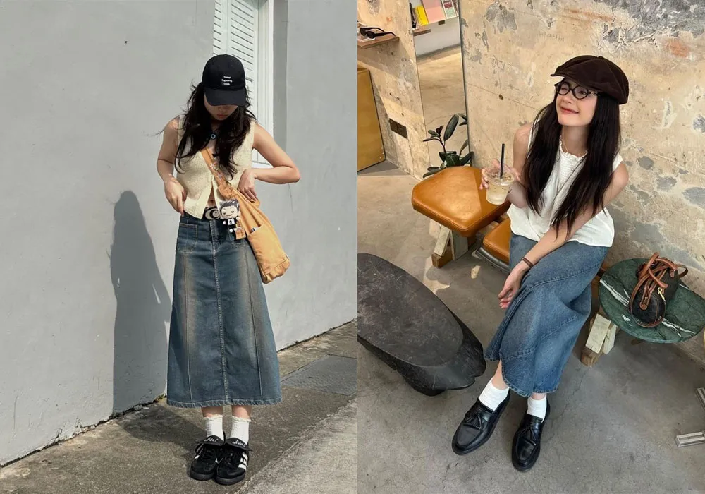 Chân Váy Jean Dài Phối Với Áo Gì Đẹp? 15+ Cách Mix Đồ Tôn Dáng - 7