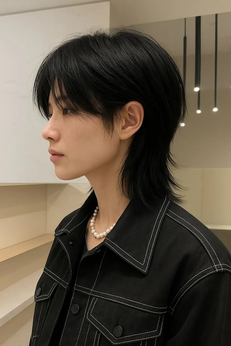 Tóc dày mullet side part