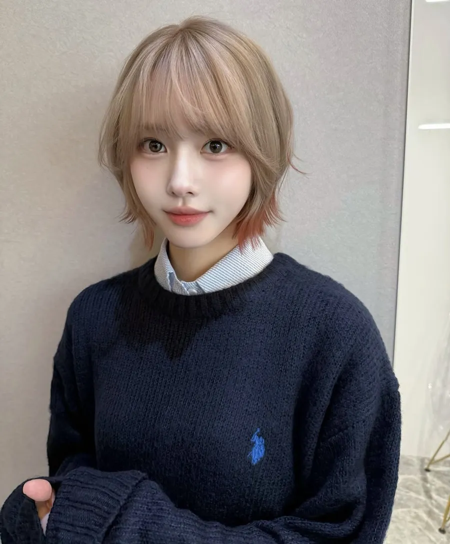 Mullet side part nhuộm màu ombre