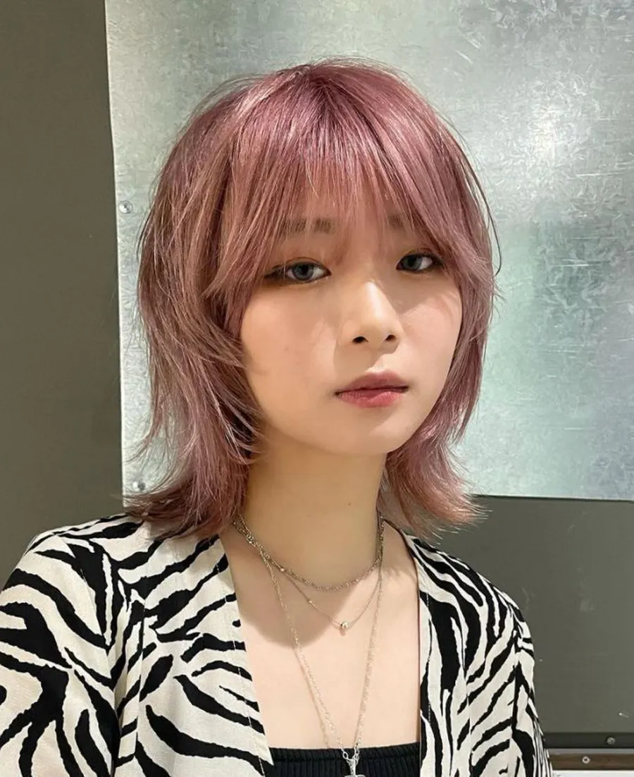 Tóc mullet side part nhuộm màu