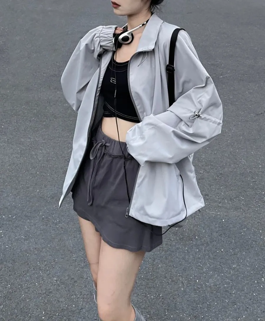 Áo khoác gió phối áo croptop