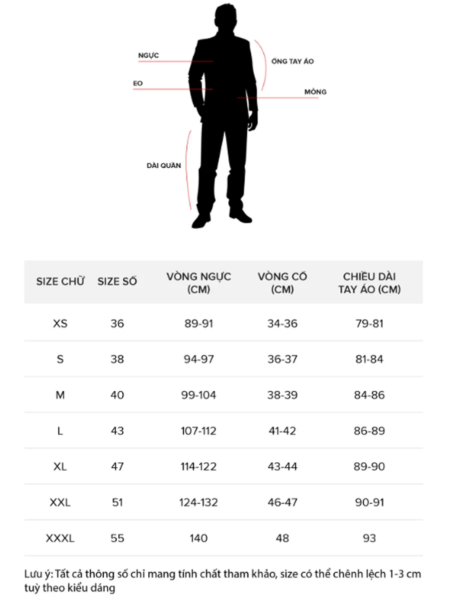 Bảng size áo GAP nam chuẩn từ thương hiệu