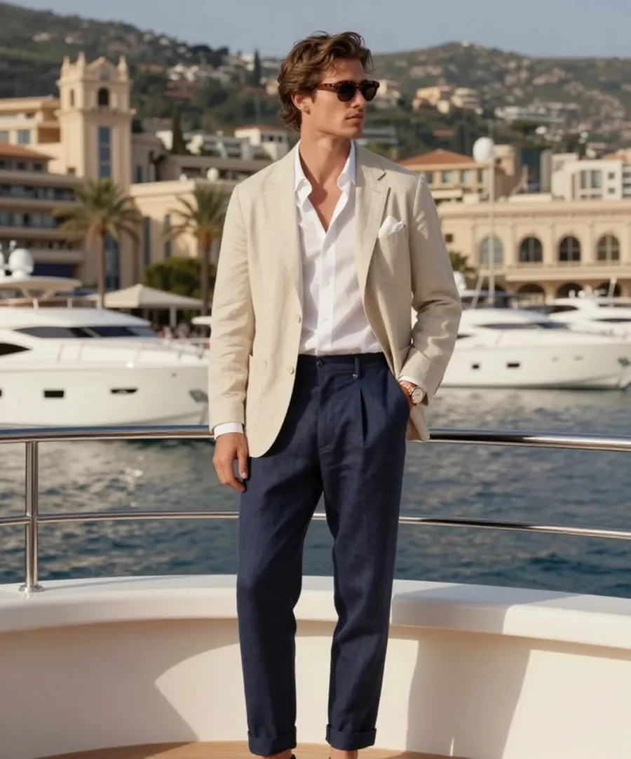 Áo Blazer Linen Và Quần Âu 