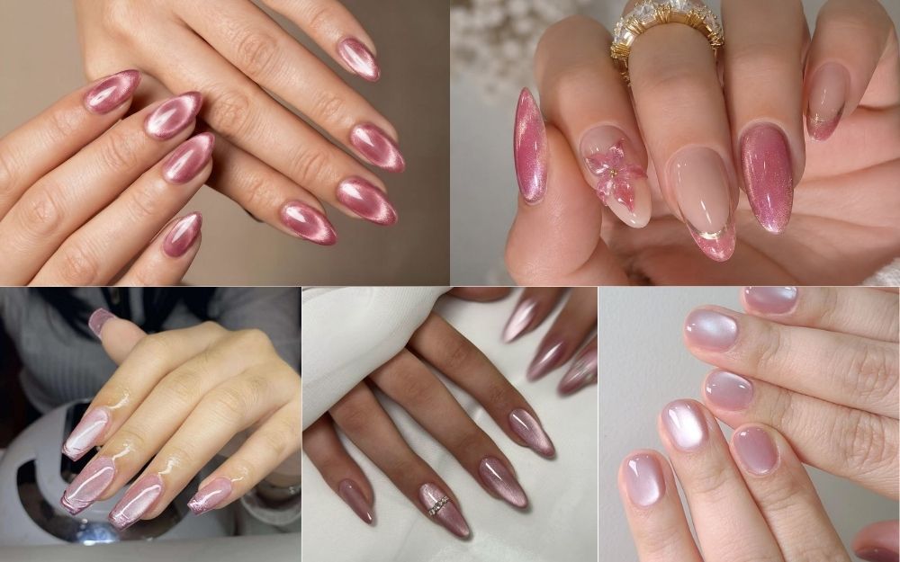 Top 50+ Mẫu Nail Hồng Mắt Mèo Đẹp, Bling Bling, Sang Chảnh 2026 - 9