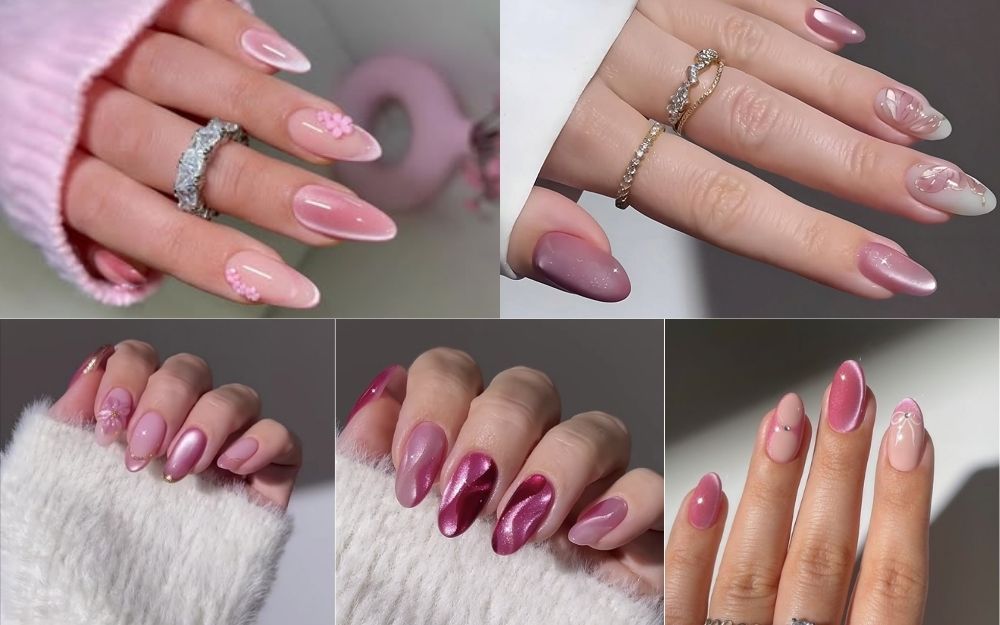 Top 50+ Mẫu Nail Hồng Mắt Mèo Đẹp, Bling Bling, Sang Chảnh 2026 - 10