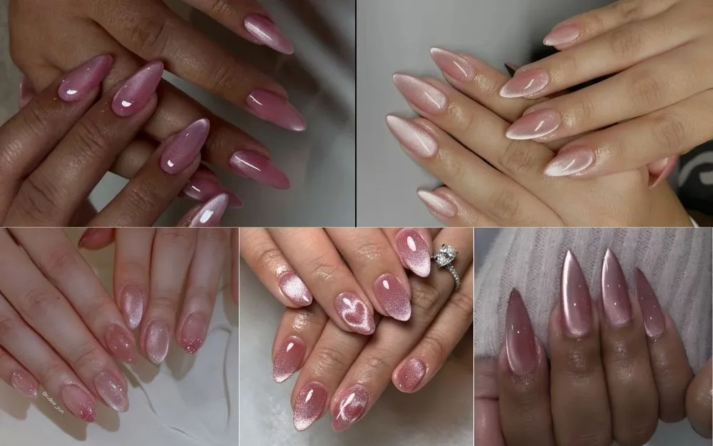 Top 50+ Mẫu Nail Hồng Mắt Mèo Đẹp, Bling Bling, Sang Chảnh 2026 - 1