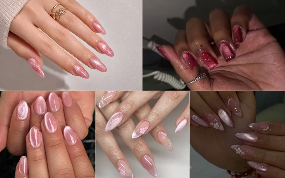 Top 50+ Mẫu Nail Hồng Mắt Mèo Đẹp, Bling Bling, Sang Chảnh 2026 - 3