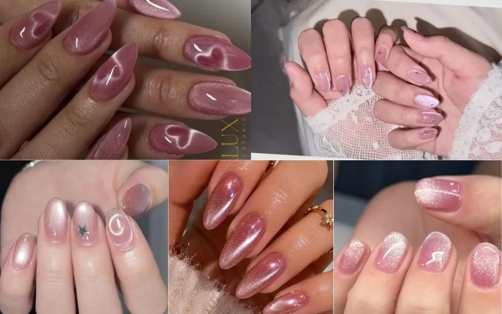 Top 50+ Mẫu Nail Hồng Mắt Mèo Đẹp, Bling Bling, Sang Chảnh 2026 - 4