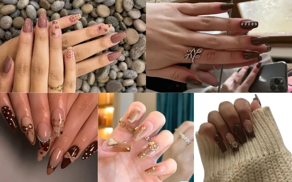 BST Nail Màu Nâu Đính Đá Đẹp Thời Thượng Cho Nàng Đón Xu Hướng - 3