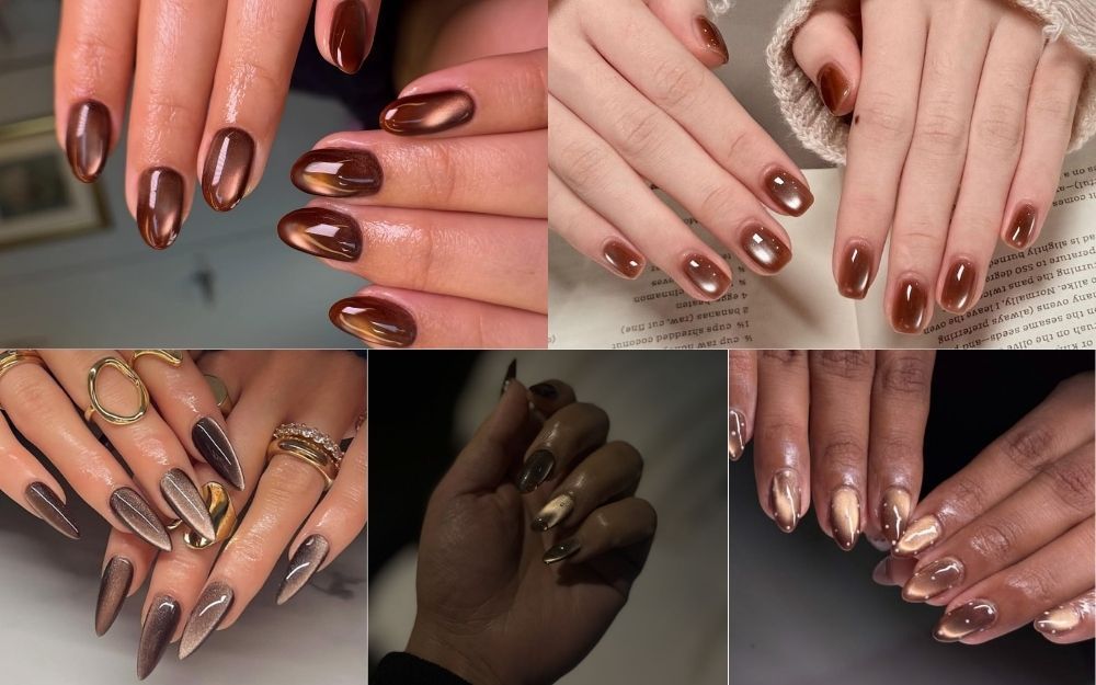 99+ Mẫu Nail Nâu Mắt Mèo Đẹp, Sang Chảnh & Tôn Da 2026 - 2