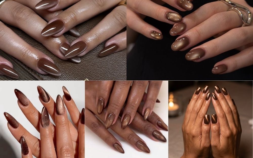99+ Mẫu Nail Nâu Mắt Mèo Đẹp, Sang Chảnh & Tôn Da 2026 - 3