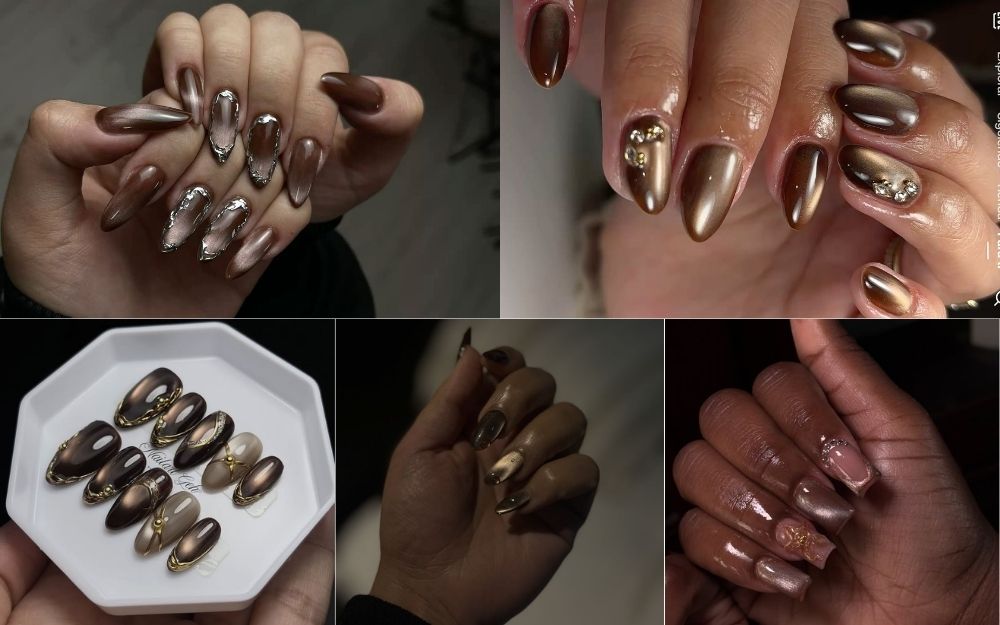 99+ Mẫu Nail Nâu Mắt Mèo Đẹp, Sang Chảnh & Tôn Da 2026 - 4