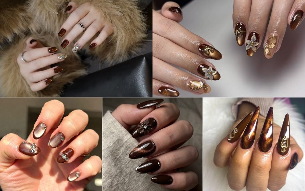 99+ Mẫu Nail Nâu Mắt Mèo Đẹp, Sang Chảnh & Tôn Da 2026 - 5