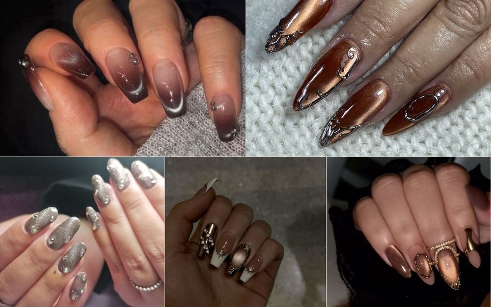 99+ Mẫu Nail Nâu Mắt Mèo Đẹp, Sang Chảnh & Tôn Da 2026 - 6