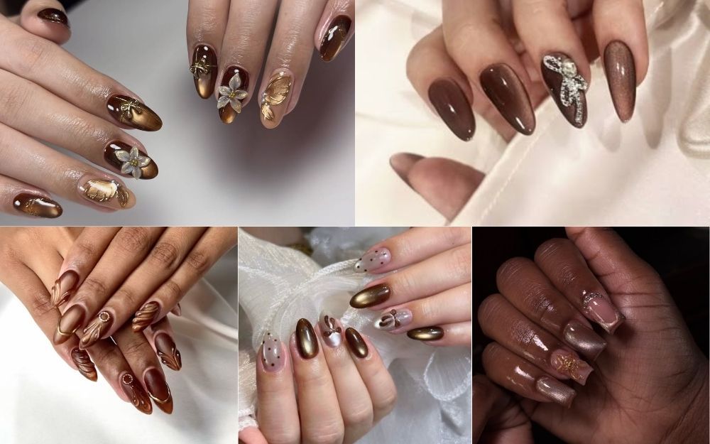 99+ Mẫu Nail Nâu Mắt Mèo Đẹp, Sang Chảnh & Tôn Da 2026 - 7