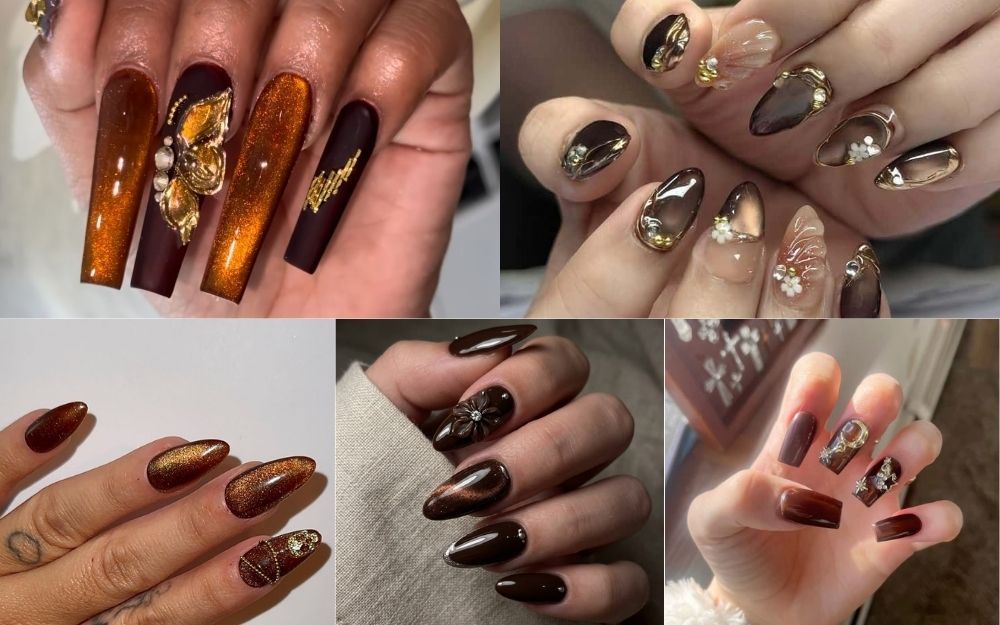 99+ Mẫu Nail Nâu Mắt Mèo Đẹp, Sang Chảnh & Tôn Da 2026 - 8