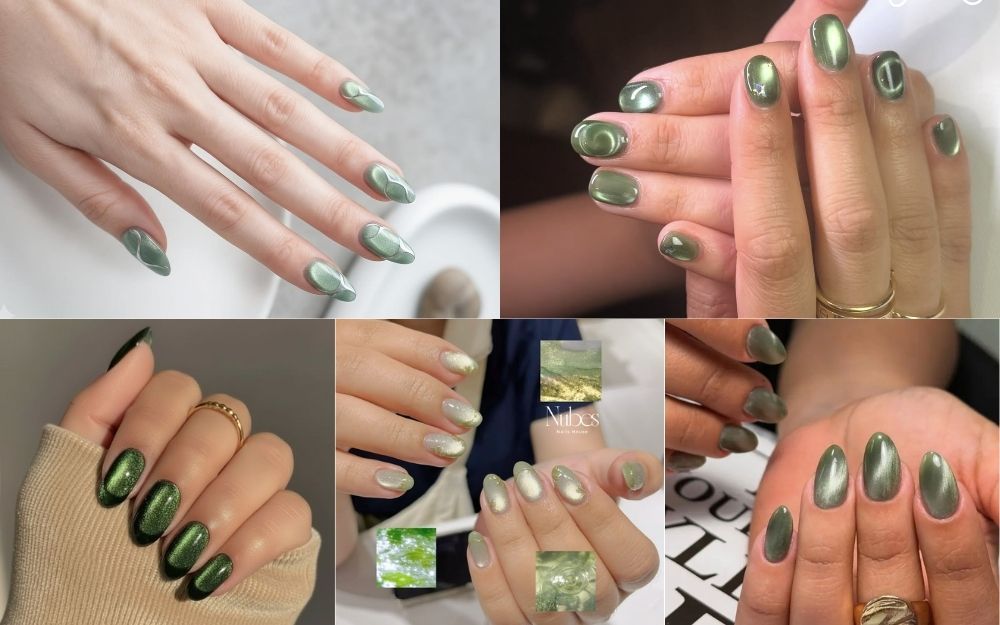 TOP 50+ Mẫu Nail Xanh Mắt Mèo Đẹp, Sang Chảnh, Chuẩn Trend 2026 - 7