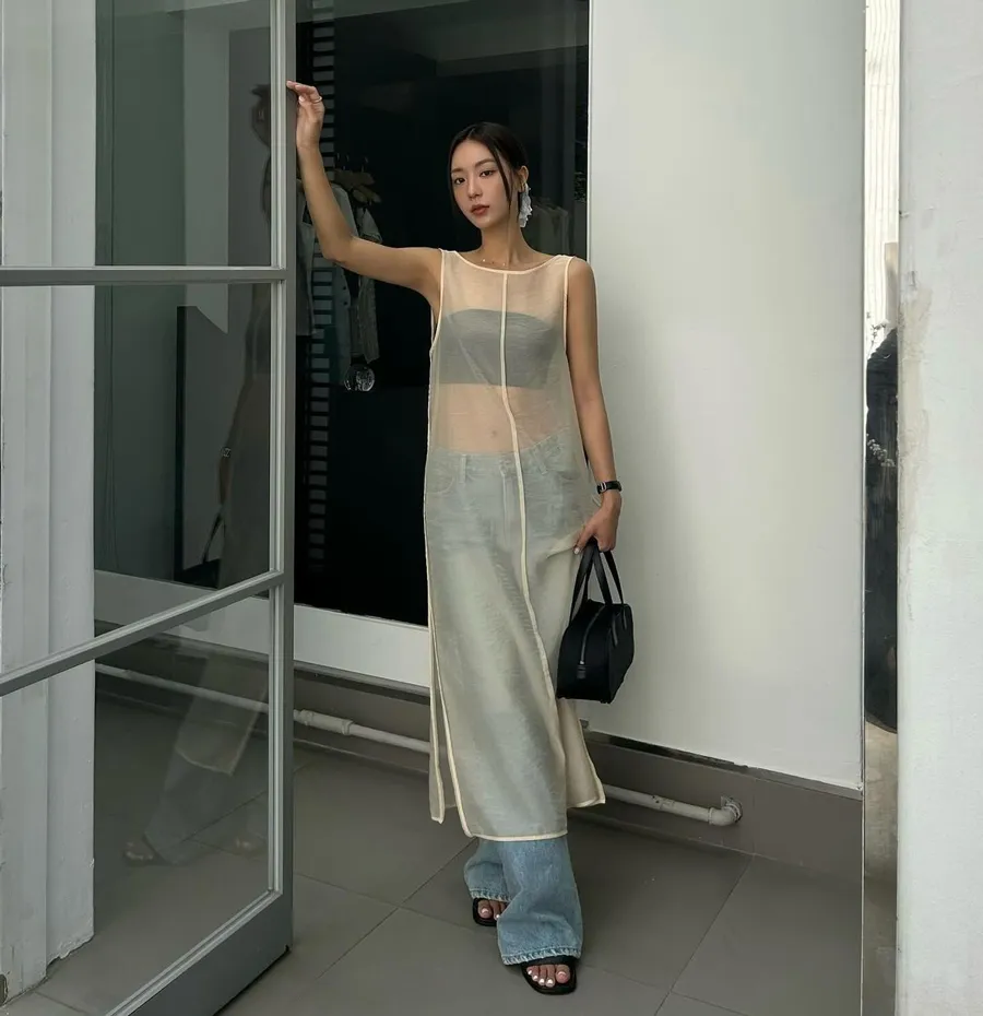 Phối theo phong cách layering cùng quần dài