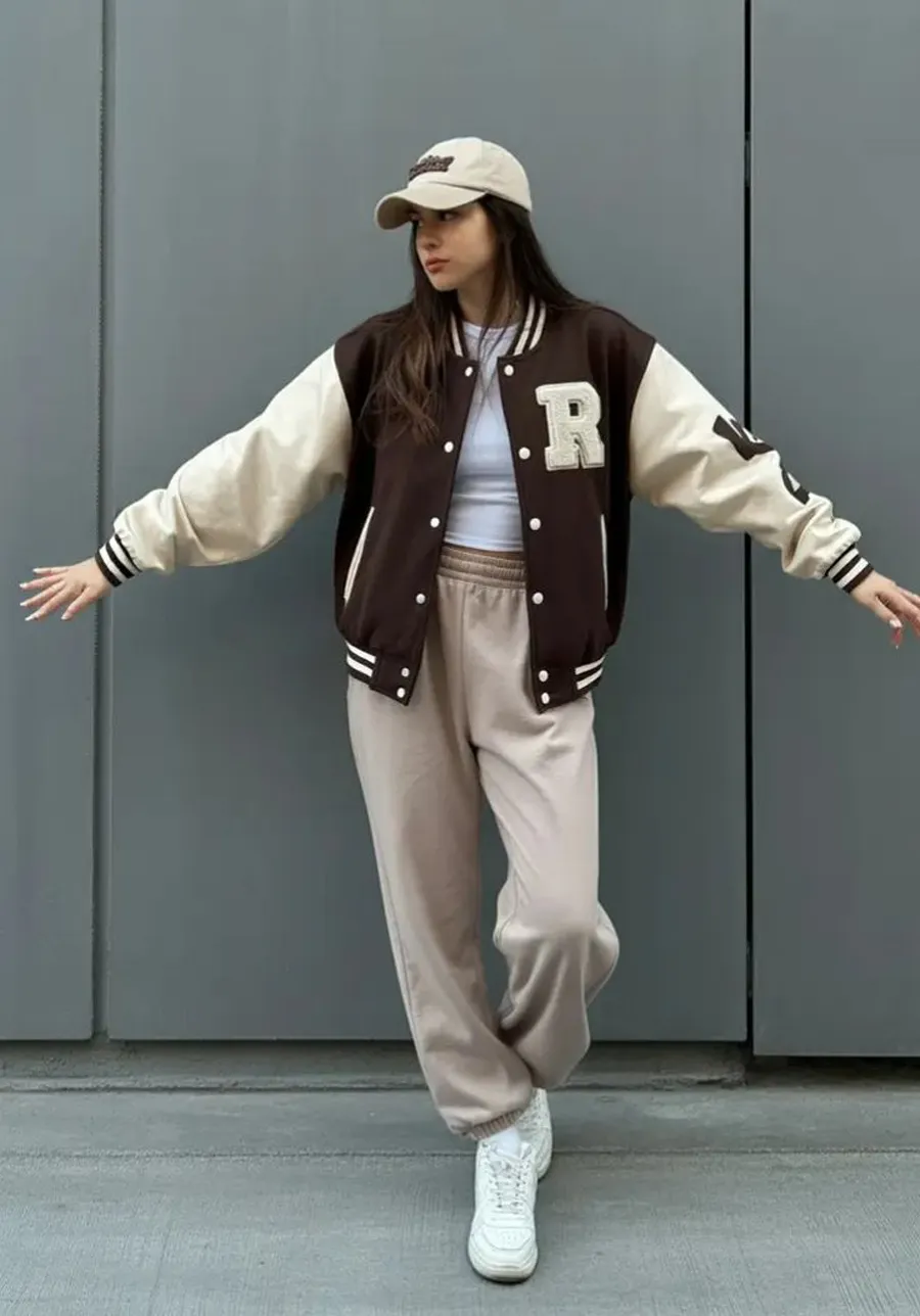 Varsity Jacket Và Quần Jogger Streetwear