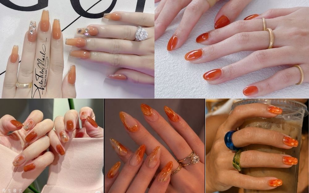 Bật Mí Các Mẫu Nail Màu Cam Thạch Tôn Da, Cực Tinh Tế Cho Nàng - 3