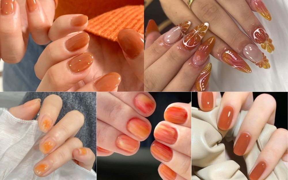Bật Mí Các Mẫu Nail Màu Cam Thạch Tôn Da, Cực Tinh Tế Cho Nàng - 5