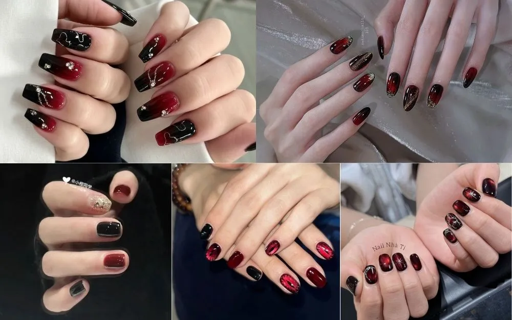 Top 30+ Mẫu Nail Đen Đỏ Đẹp Thời Thượng, Tôn Da Hot Trend - 2