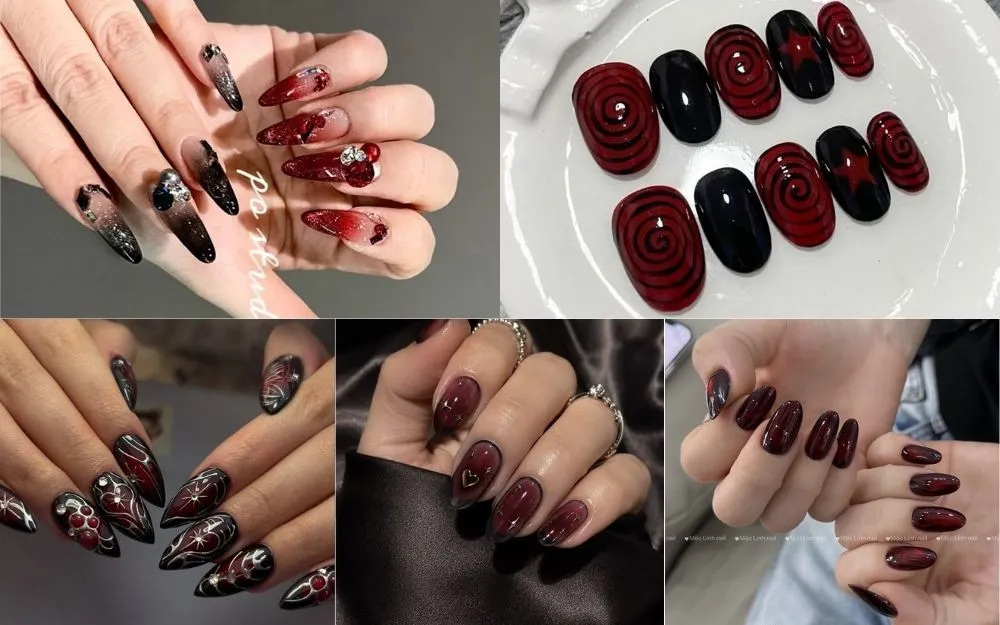Top 30+ Mẫu Nail Đen Đỏ Đẹp Thời Thượng, Tôn Da Hot Trend - 3