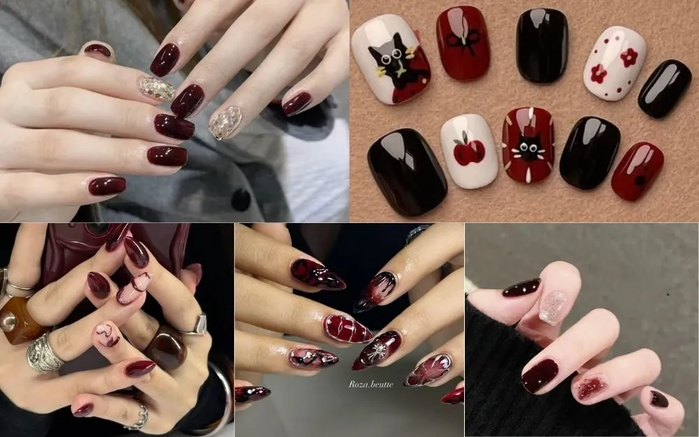 Top 30+ Mẫu Nail Đen Đỏ Đẹp Thời Thượng, Tôn Da Hot Trend - 6
