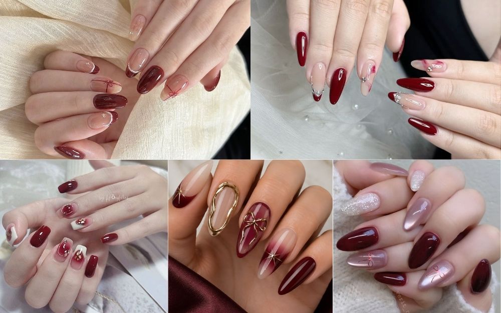 Bật Mí Các Kiểu Nail Màu Đỏ Mận Và Đỏ Cherry Quyến Rũ Cho Nàng - 4