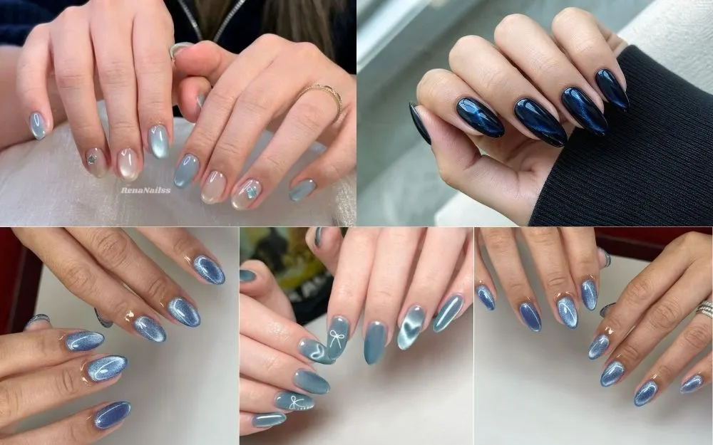 Gợi Ý 30+ Mẫu Nail Mắt Mèo Xanh Biển Tôn Da, Thu Hút 2026 - 1