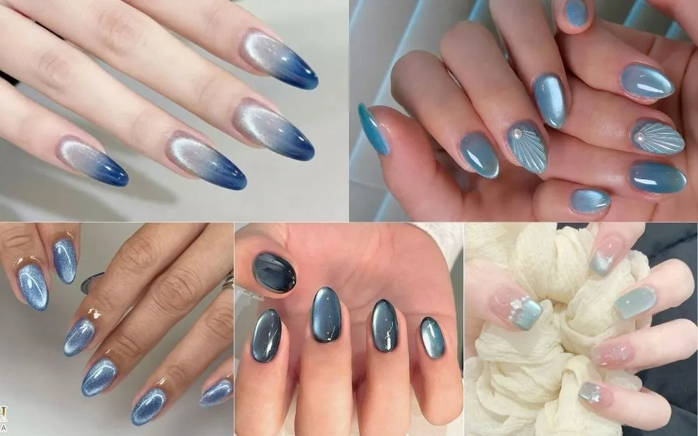 Gợi Ý 30+ Mẫu Nail Mắt Mèo Xanh Biển Tôn Da, Thu Hút 2026 - 3
