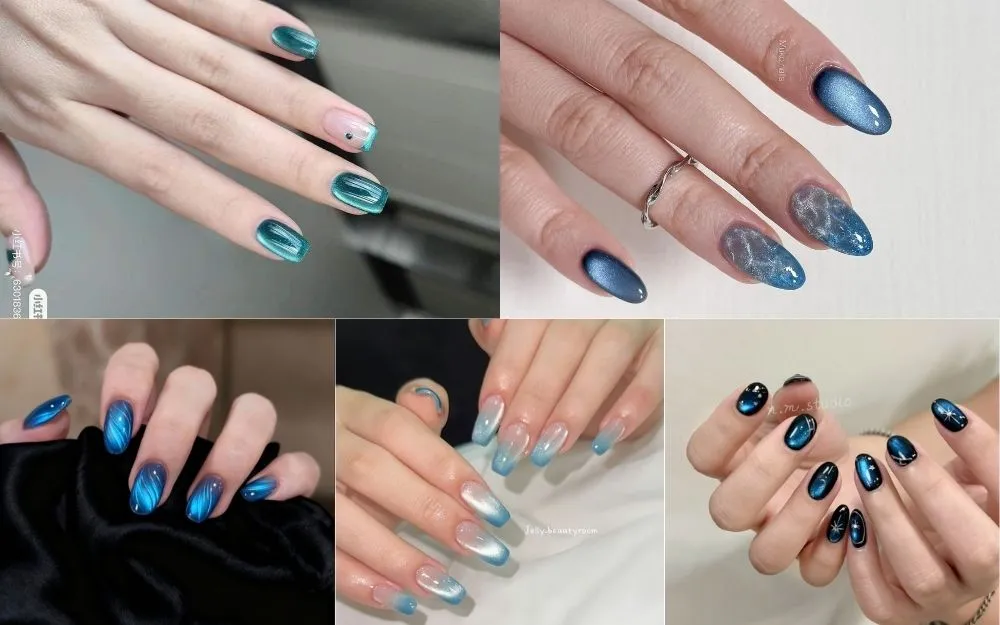 Gợi Ý 30+ Mẫu Nail Mắt Mèo Xanh Biển Tôn Da, Thu Hút 2026 - 4