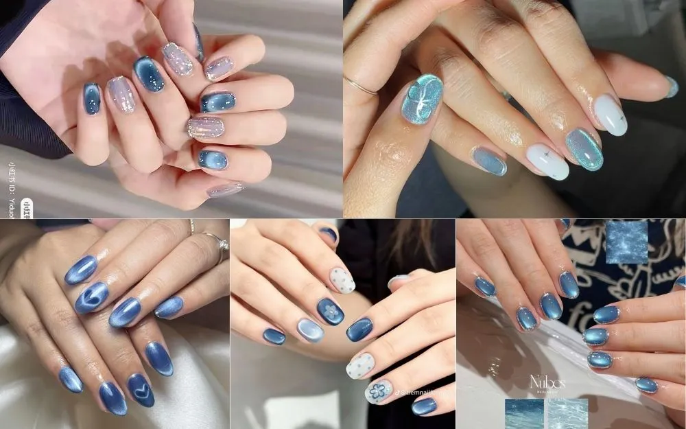 Gợi Ý 30+ Mẫu Nail Mắt Mèo Xanh Biển Tôn Da, Thu Hút 2026 - 5