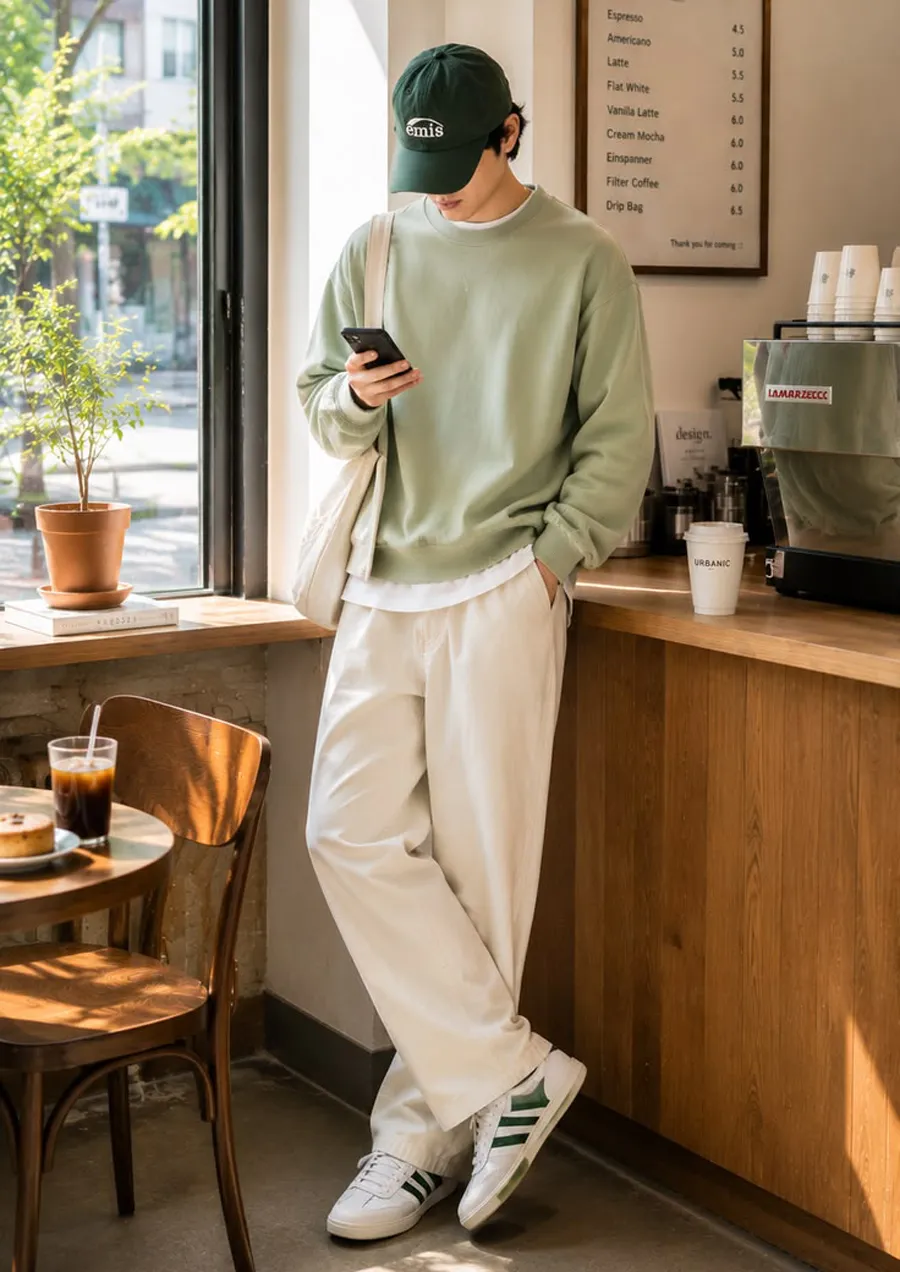 Áo sweater phối quần chinos