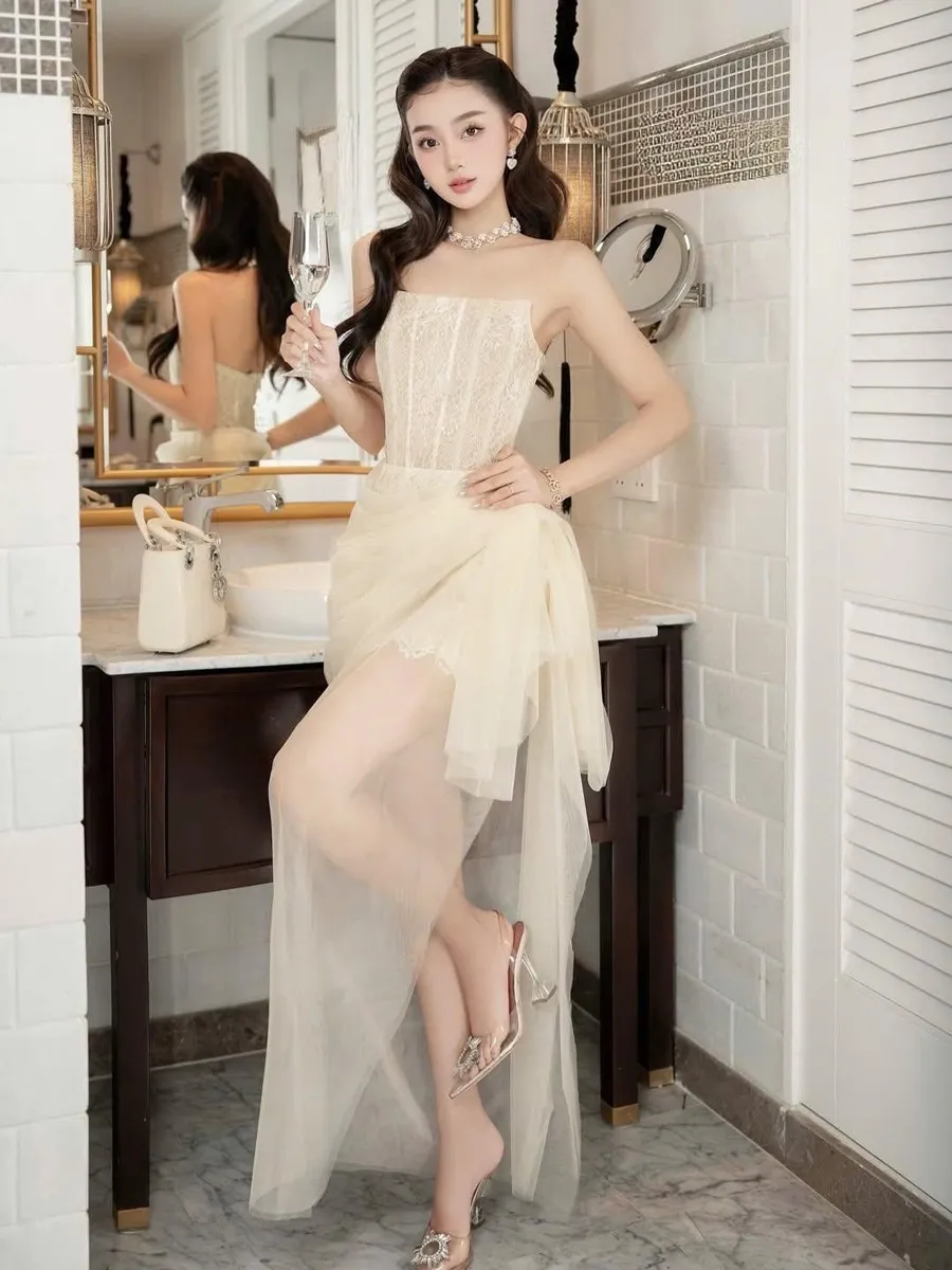Đầm dạ hội voan nhiều lớp