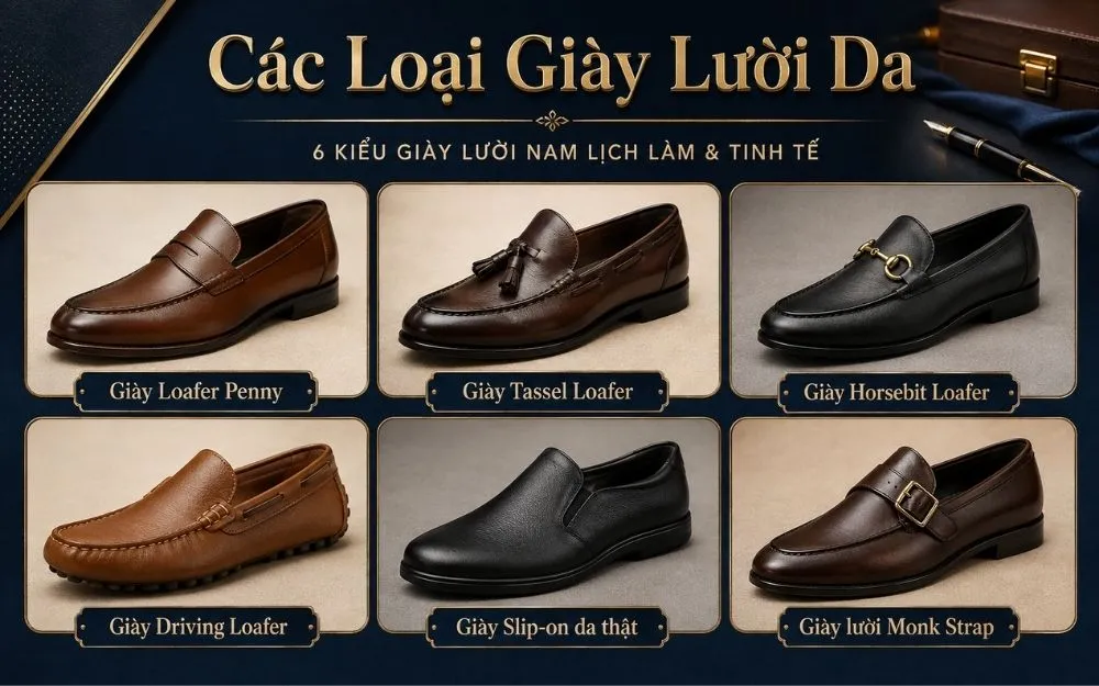 Top 10 Mẫu Giày Lười Nam Da Thật Cao Cấp Lịch Lãm 2026 - 2