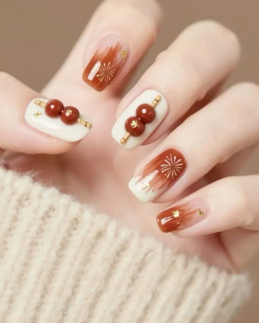 Mẫu nail hoa văn cổ điển Trung Hoa
