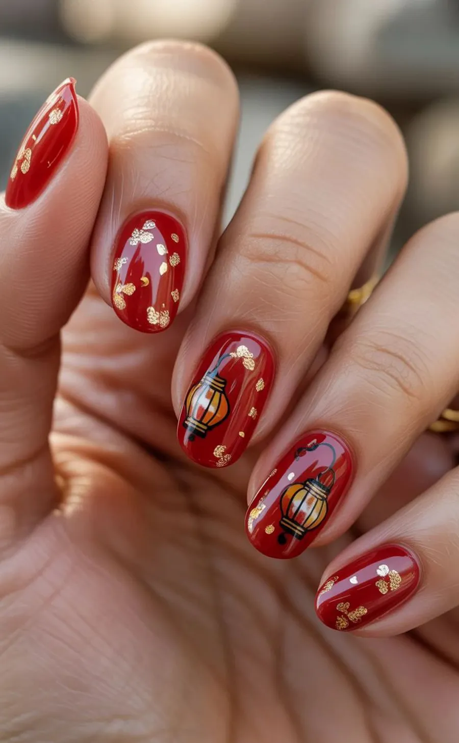 Mẫu nail đèn lồng lung linh