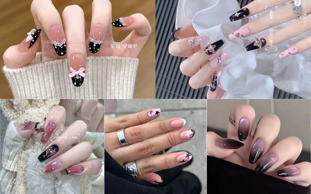 Top 30+ Mẫu Nail Đen Hồng Cá Tính, Sang Chảnh Dẫn Đầu Xu Hướng - 3