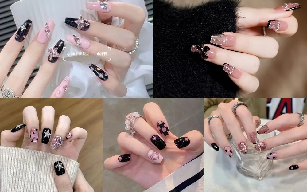 Top 30+ Mẫu Nail Đen Hồng Cá Tính, Sang Chảnh Dẫn Đầu Xu Hướng - 4