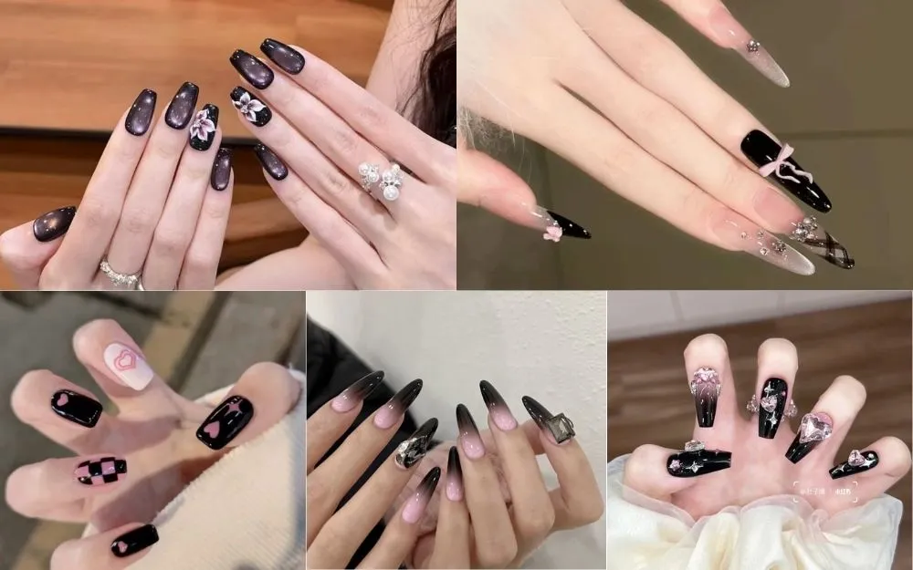 Top 30+ Mẫu Nail Đen Hồng Cá Tính, Sang Chảnh Dẫn Đầu Xu Hướng - 5